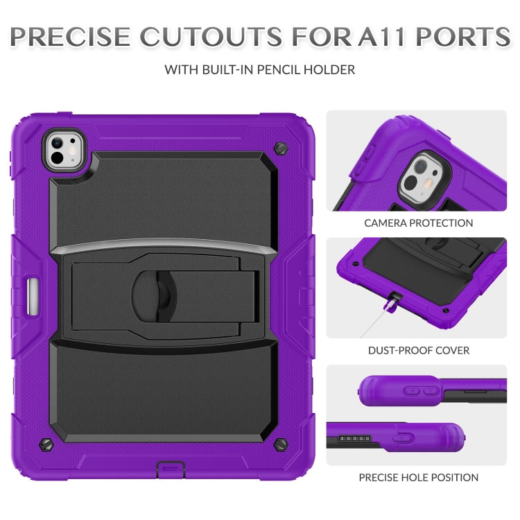 For iPad Pro 13 2024 Silicone Hydric PC Tablet Case with Shoulder Strap & Holder(Purple) - iPad Pro 13 2024 Cases by PMC TechLife | Online Shopping South Africa | PMC TechLife | Buy Now Pay Later Mobicred
