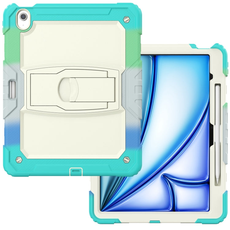 For iPad Air 13 2024 Silicone Hydric PC Tablet Case with Shoulder Strap & Holder(Camouflage Light Blue) - iPad Air 13 2024 Cases by PMC Jewellery | Online Shopping South Africa | PMC Jewellery | Buy Now Pay Later Mobicred