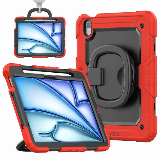 For iPad Air 11 2024 Handle Silicone Hydric PC Tablet Case with Shoulder Strap(Red) - iPad Air 11 2024 Cases by PMC Jewellery | Online Shopping South Africa | PMC Jewellery | Buy Now Pay Later Mobicred