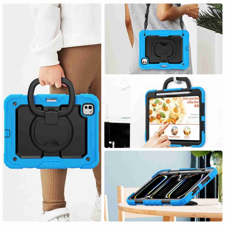 For iPad Pro 11 2024 Handle Silicone Hydric PC Tablet Case with Shoulder Strap(Light Blue) - iPad Pro 11 2024 Cases by PMC TechLife | Online Shopping South Africa | PMC TechLife | Buy Now Pay Later Mobicred