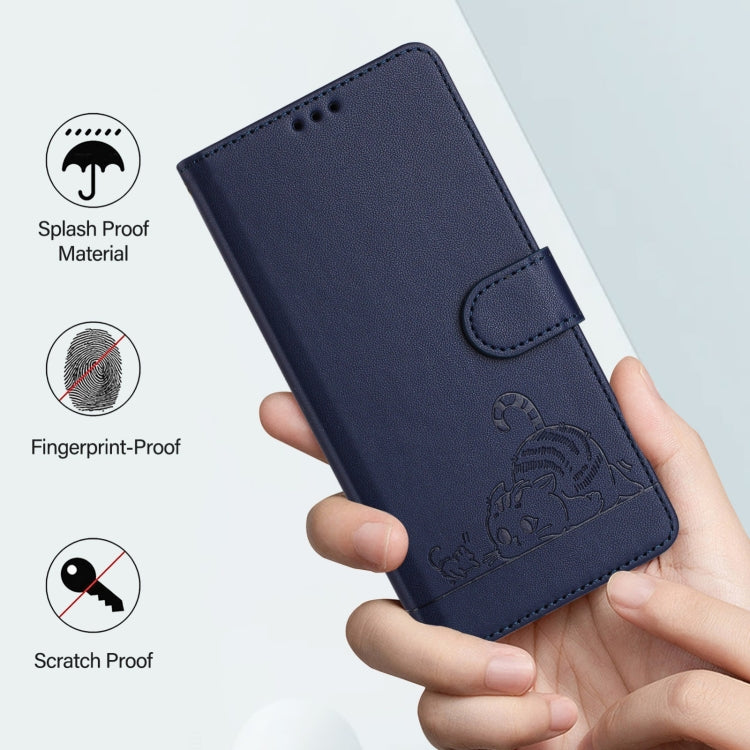 For Ulefone Note 14 Cat Rat Embossed Pattern RFID Leather Phone Case with Lanyard(Blue) - Ulefone Cases by PMC Jewellery | Online Shopping South Africa | PMC Jewellery | Buy Now Pay Later Mobicred