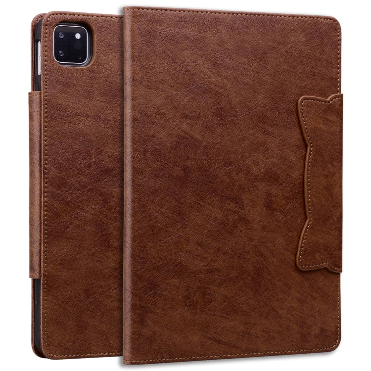 For iPad Pro 11 2024 Cat Buckle Leather Smart Tablet Case(Brown) - iPad Pro 11 2024 Cases by PMC Jewellery | Online Shopping South Africa | PMC Jewellery | Buy Now Pay Later Mobicred