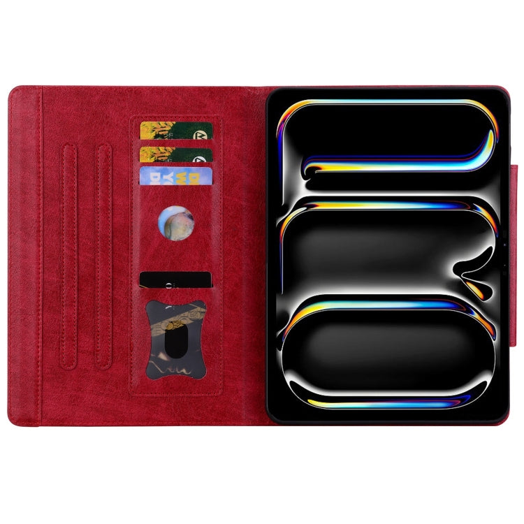 For iPad Pro 11 2024 Cat Buckle Leather Smart Tablet Case(Red) - iPad Pro 11 2024 Cases by PMC TechLife | Online Shopping South Africa | PMC TechLife | Buy Now Pay Later Mobicred