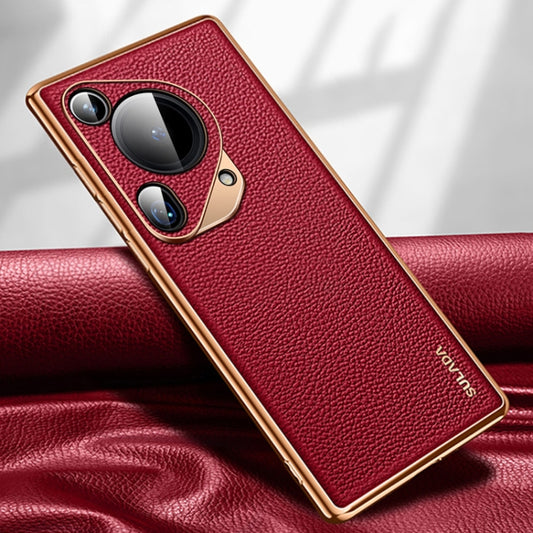 For Huawei Pura 70 Ultra SULADA TPU + Litchi Texture Leather Phone Case(Red) - Huawei Cases by SULADA | Online Shopping South Africa | PMC Jewellery | Buy Now Pay Later Mobicred