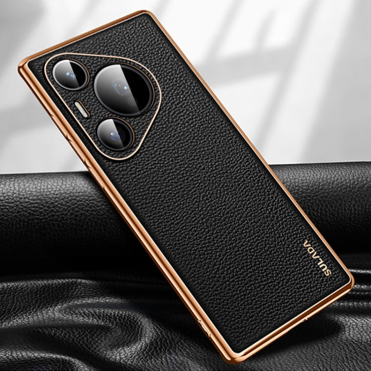 For Huawei Pura 70 SULADA TPU + Litchi Texture Leather Phone Case(Black) - Huawei Cases by SULADA | Online Shopping South Africa | PMC Jewellery | Buy Now Pay Later Mobicred