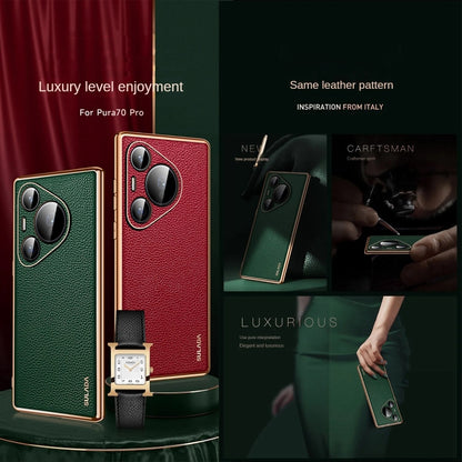 For Huawei Pura 70 Ultra SULADA TPU + Litchi Texture Leather Phone Case(Green) - Huawei Cases by SULADA | Online Shopping South Africa | PMC Jewellery | Buy Now Pay Later Mobicred