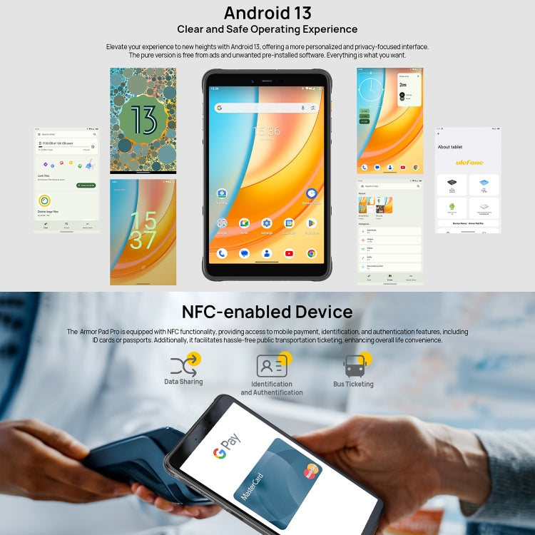[HK Warehouse] Ulefone Armor Pad Pro Rugged Tablet PC, 8GB+128GB, 8 inch Android 13 MediaTek MT8788 Octa Core 4G Network, EU Plug(Black) - Other by Ulefone | Online Shopping South Africa | PMC Jewellery | Buy Now Pay Later Mobicred