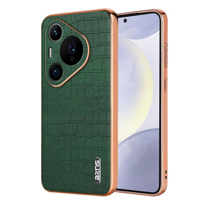 For Huawei Pura 70 Pro / 70 Pro+ AZNS Electroplated Frame Crocodile Texture Full Coverage Phone Case(Green) - Huawei Cases by AZNS | Online Shopping South Africa | PMC Jewellery | Buy Now Pay Later Mobicred