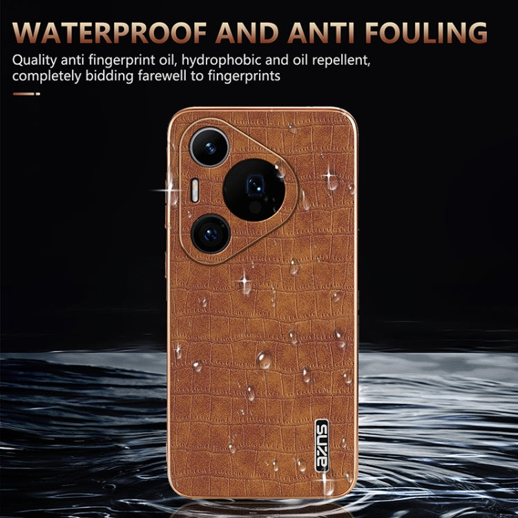 For Huawei Pura 70 Pro / 70 Pro+ AZNS Electroplated Frame Crocodile Texture Full Coverage Phone Case(White) - Huawei Cases by AZNS | Online Shopping South Africa | PMC Jewellery | Buy Now Pay Later Mobicred