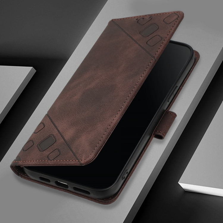 For Blackview A52 Skin Feel Embossed Leather Phone Case(Brown) - More Brand by PMC Jewellery | Online Shopping South Africa | PMC Jewellery | Buy Now Pay Later Mobicred