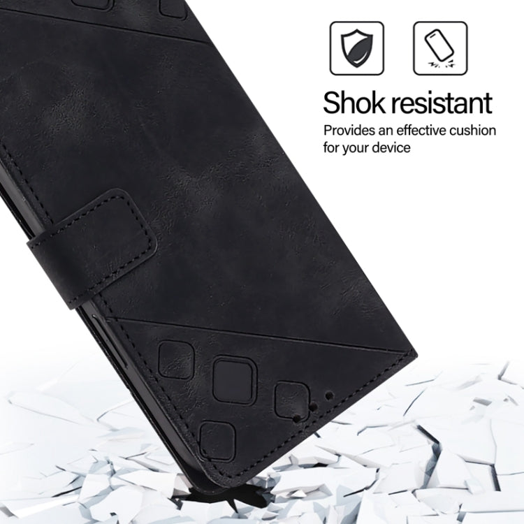 For Blackview Color 8 Skin Feel Embossed Leather Phone Case(Black) - More Brand by PMC Jewellery | Online Shopping South Africa | PMC Jewellery | Buy Now Pay Later Mobicred