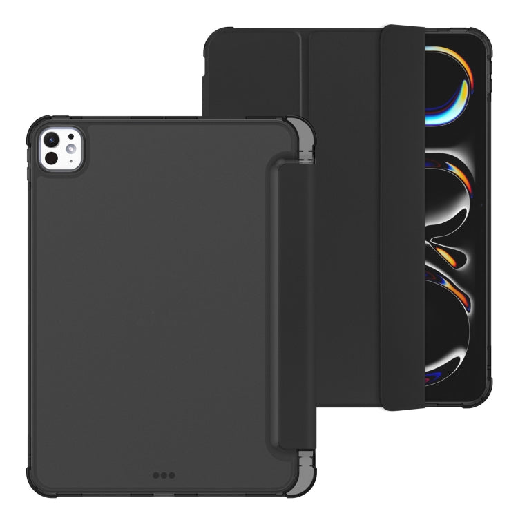 For iPad Pro 11 2024 Tri-fold Holder TPU Cover Frosted Leather Smart Tablet Case withh Pen Slot(Black) - iPad Pro 11 2024 Cases by PMC Jewellery | Online Shopping South Africa | PMC Jewellery | Buy Now Pay Later Mobicred