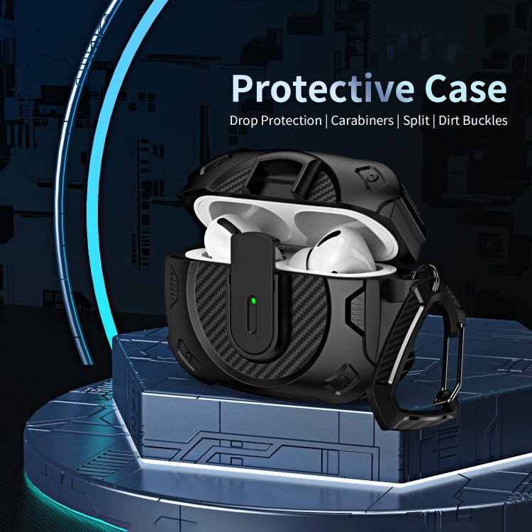 For AirPods Pro Lock Shockproof Bluetooth Earphone Protective Case(Black Orange) - For AirPods Pro by PMC Jewellery | Online Shopping South Africa | PMC Jewellery | Buy Now Pay Later Mobicred