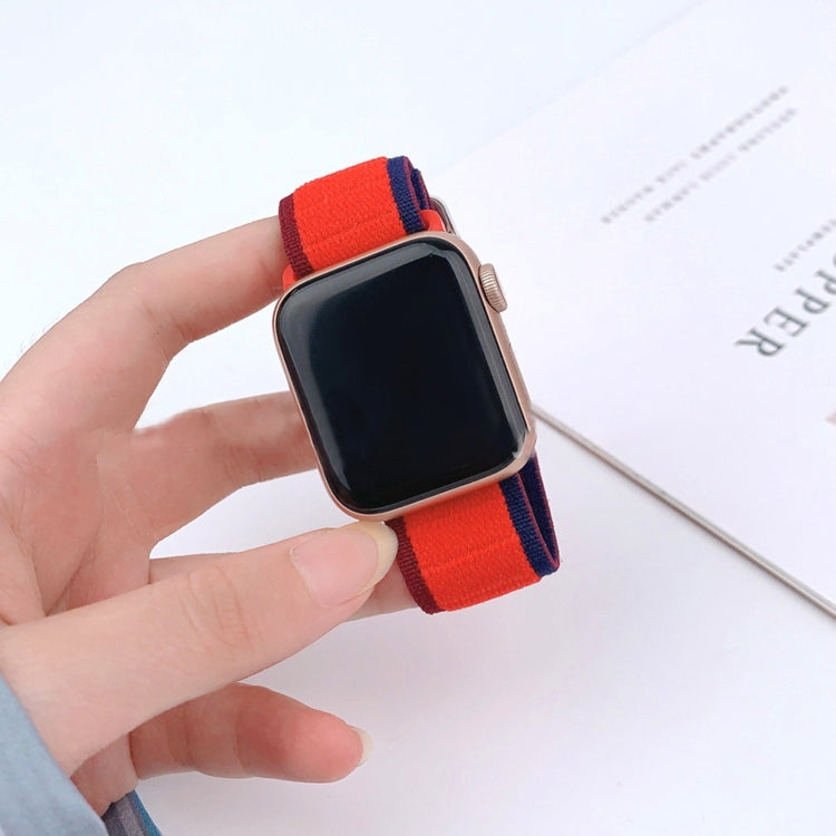 For Apple Watch Ultra 2 49mm Nylon Elastic Buckle Watch Band(Grey Orange) - Watch Bands by PMC Jewellery | Online Shopping South Africa | PMC Jewellery | Buy Now Pay Later Mobicred