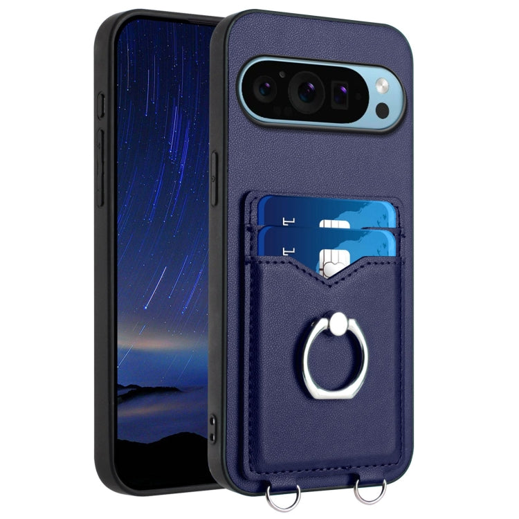 For Google Pixel 9 Pro XL R20 Ring Card Holder Phone Case(Blue) - Google Cases by PMC Jewellery | Online Shopping South Africa | PMC Jewellery | Buy Now Pay Later Mobicred