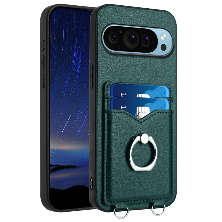 For Google Pixel 9 Pro XL R20 Ring Card Holder Phone Case(Green) - Google Cases by PMC Jewellery | Online Shopping South Africa | PMC Jewellery | Buy Now Pay Later Mobicred