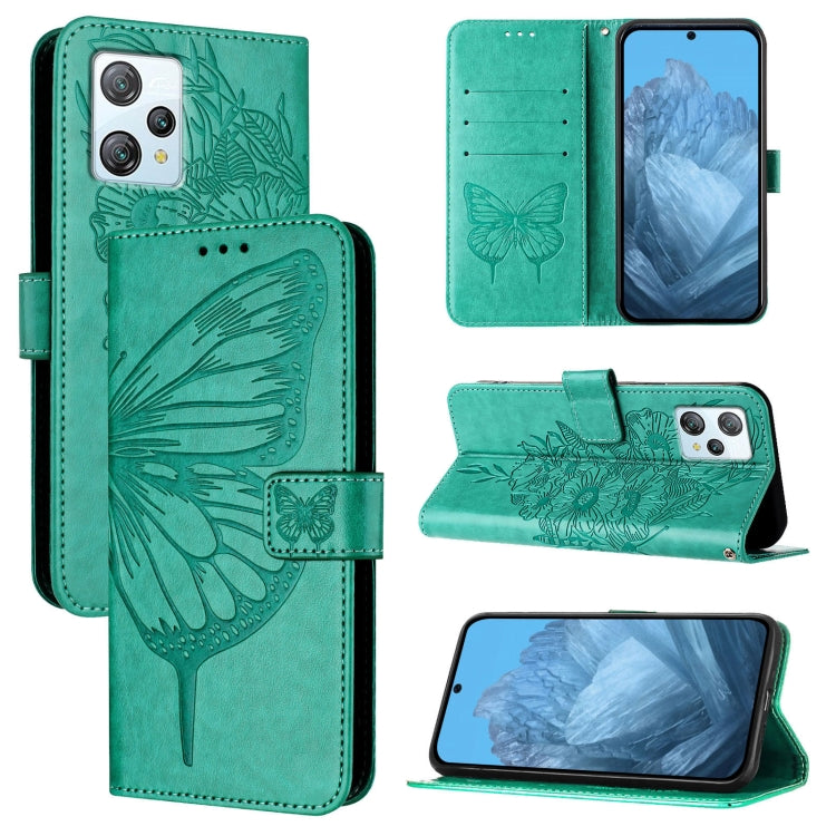 For Blackview A53 Embossed Butterfly Leather Phone Case(Green) - More Brand by PMC Jewellery | Online Shopping South Africa | PMC Jewellery | Buy Now Pay Later Mobicred
