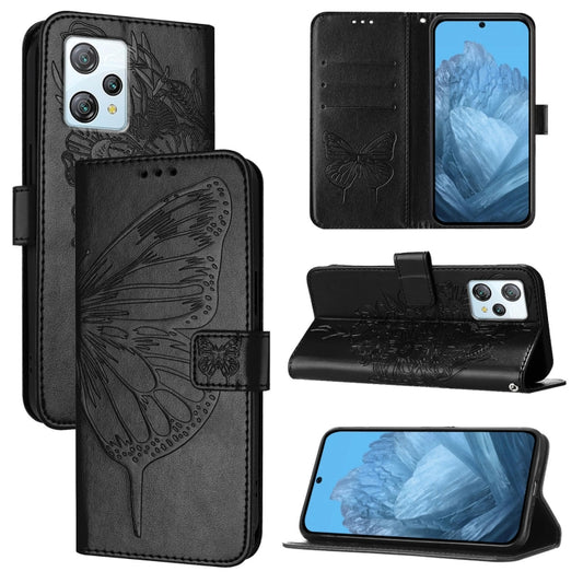 For Blackview A53 Embossed Butterfly Leather Phone Case(Black) - More Brand by PMC Jewellery | Online Shopping South Africa | PMC Jewellery | Buy Now Pay Later Mobicred