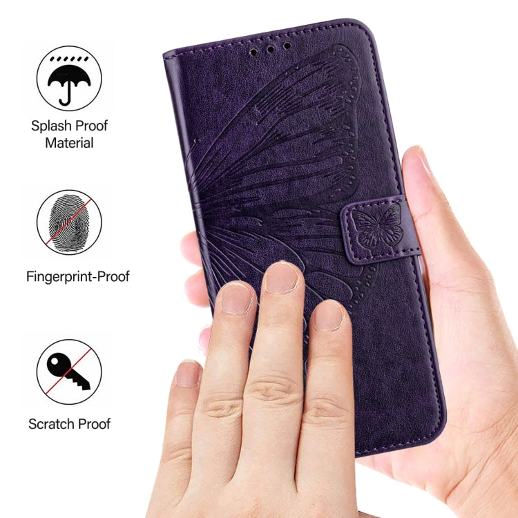 For Blackview A53 Embossed Butterfly Leather Phone Case(Dark Purple) - More Brand by PMC TechLife | Online Shopping South Africa | PMC TechLife | Buy Now Pay Later Mobicred