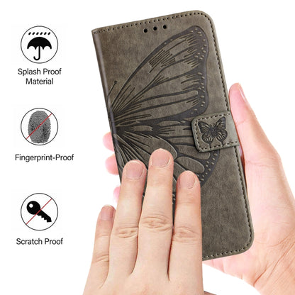 For Blackview Shark 8 Embossed Butterfly Leather Phone Case(Grey) - More Brand by PMC Jewellery | Online Shopping South Africa | PMC Jewellery | Buy Now Pay Later Mobicred