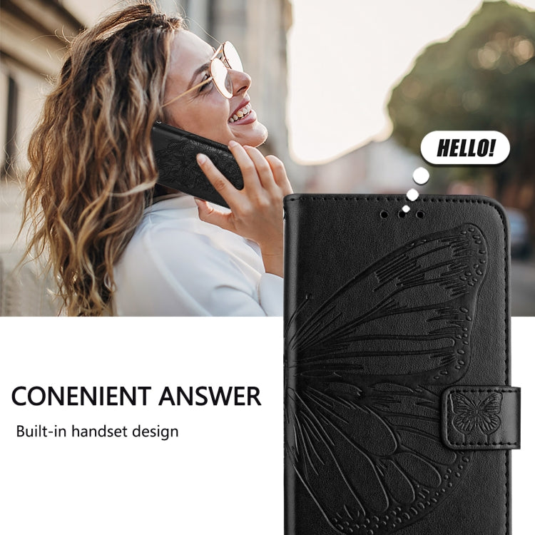 For Blackview Shark 8 Embossed Butterfly Leather Phone Case(Black) - More Brand by PMC Jewellery | Online Shopping South Africa | PMC Jewellery | Buy Now Pay Later Mobicred
