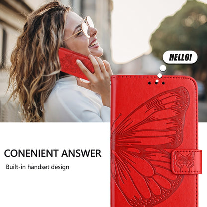 For Blackview Shark 8 Embossed Butterfly Leather Phone Case(Red) - More Brand by PMC Jewellery | Online Shopping South Africa | PMC Jewellery | Buy Now Pay Later Mobicred