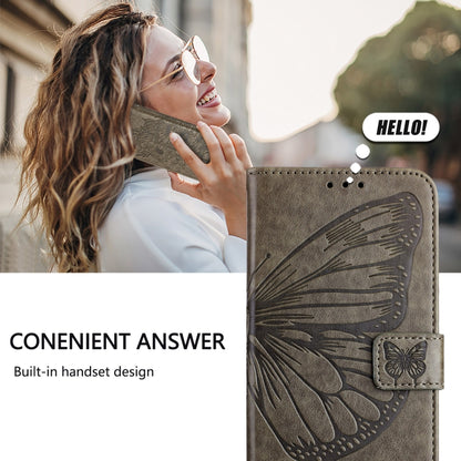 For Blackview Color 8 Embossed Butterfly Leather Phone Case(Grey) - More Brand by PMC Jewellery | Online Shopping South Africa | PMC Jewellery | Buy Now Pay Later Mobicred