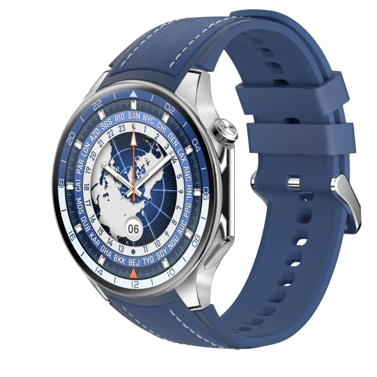 HD Watch X 1.43 inch IP68 BT5.3 Sport Smart Watch, Support Bluetooth Call / Sleep / Blood Oxygen / Heart Rate / Blood Pressure Health Monitor(Blue Leather + Blue Silicone Strap) - Smart Watches by PMC Jewellery | Online Shopping South Africa | PMC Jewellery | Buy Now Pay Later Mobicred