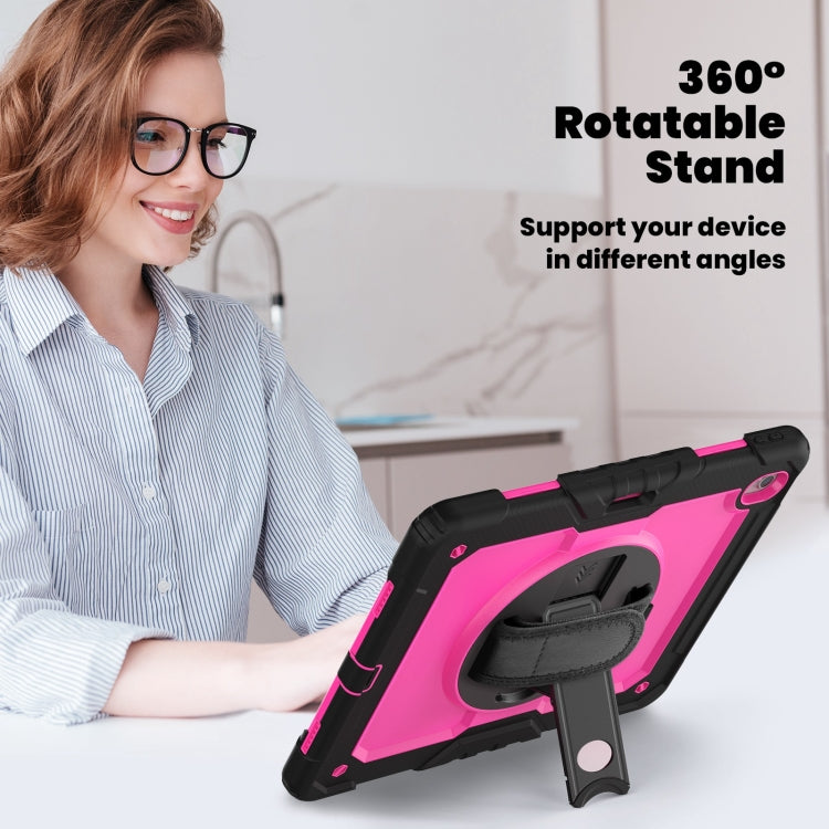 For iPad Air 13 2024 Silicone Hybrid PC Tablet Case with Shoulder Strap(Rose Red + Black) - iPad Air 13 2024 Cases by PMC Jewellery | Online Shopping South Africa | PMC Jewellery | Buy Now Pay Later Mobicred