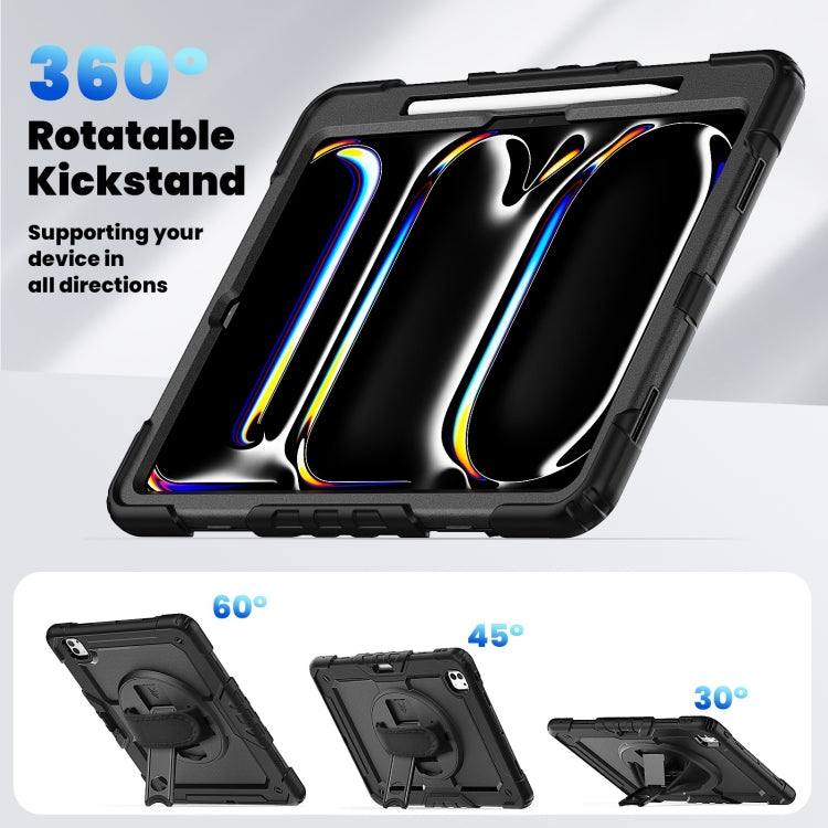 For iPad Pro 13 2024 Silicone Hybrid PC Tablet Case with Shoulder Strap(Black) - iPad Pro 13 2024 Cases by PMC TechLife | Online Shopping South Africa | PMC TechLife | Buy Now Pay Later Mobicred
