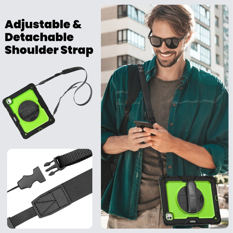For iPad Pro 13 2024 Silicone Hybrid PC Tablet Case with Shoulder Strap(Yellow Green + Black) - iPad Pro 13 2024 Cases by PMC TechLife | Online Shopping South Africa | PMC TechLife | Buy Now Pay Later Mobicred
