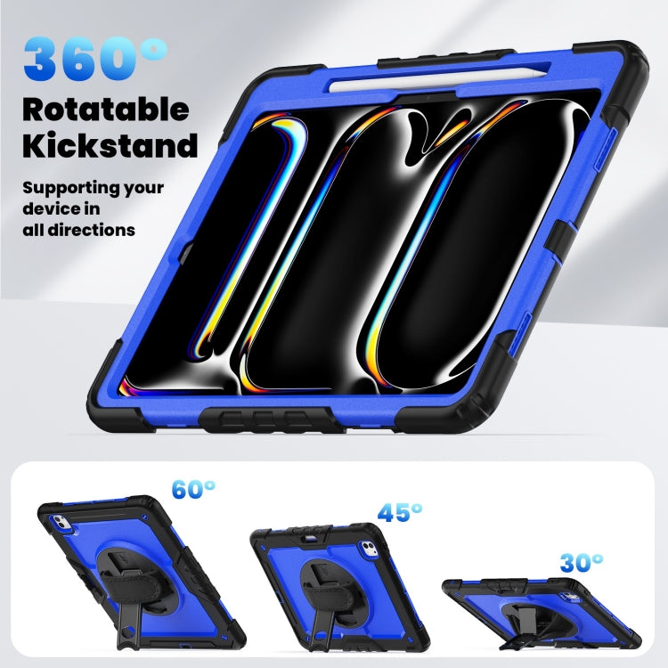 For iPad Pro 13 2024 Silicone Hybrid PC Tablet Case with Shoulder Strap(Dark Blue + Black) - iPad Pro 13 2024 Cases by PMC TechLife | Online Shopping South Africa | PMC TechLife | Buy Now Pay Later Mobicred