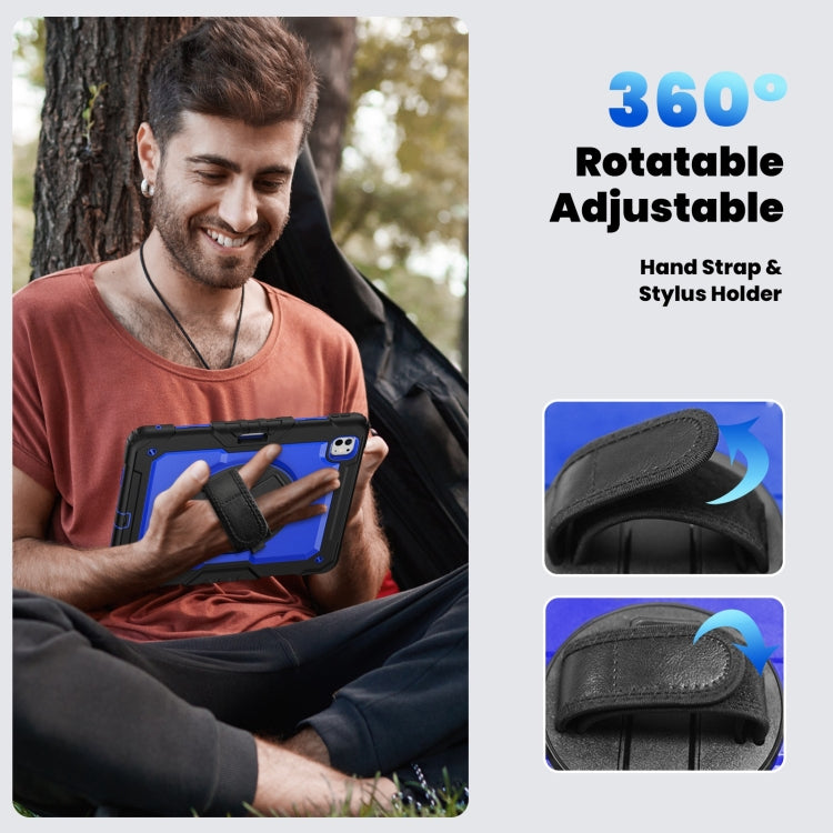 For iPad Pro 13 2024 Silicone Hybrid PC Tablet Case with Shoulder Strap(Dark Blue + Black) - iPad Pro 13 2024 Cases by PMC TechLife | Online Shopping South Africa | PMC TechLife | Buy Now Pay Later Mobicred