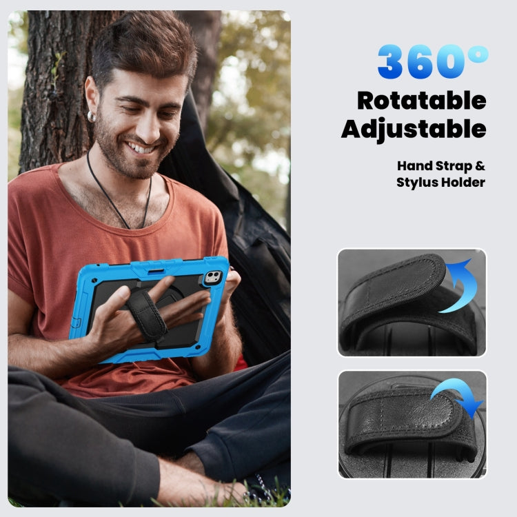 For iPad Pro 13 2024 Silicone Hybrid PC Tablet Case with Shoulder Strap(Black + Light Blue) - iPad Pro 13 2024 Cases by PMC TechLife | Online Shopping South Africa | PMC TechLife | Buy Now Pay Later Mobicred