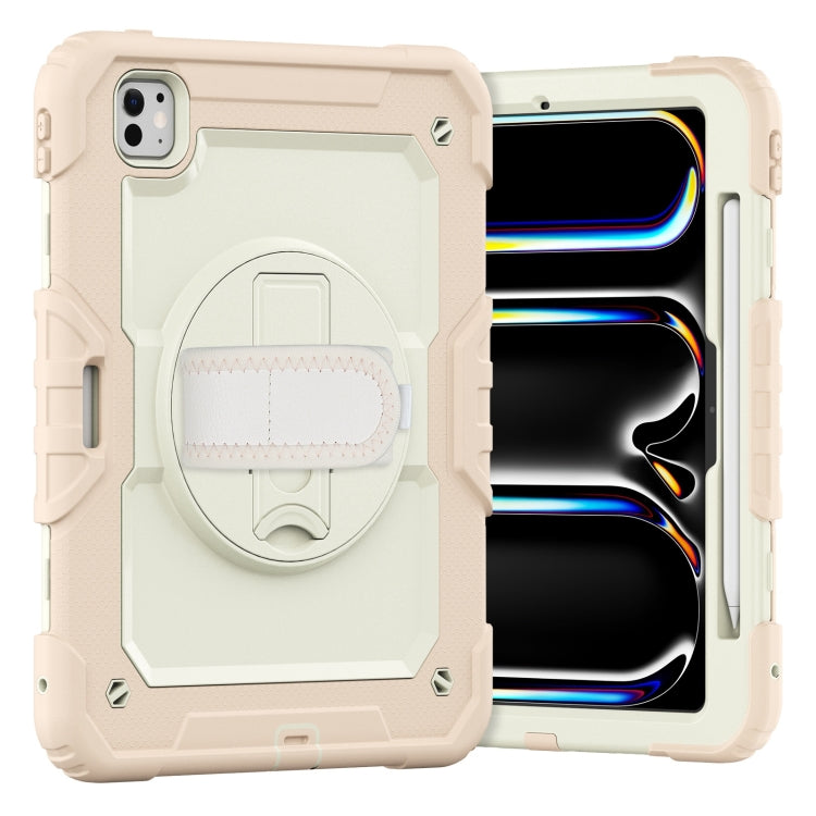 For iPad Pro 11 2024 Silicone Hybrid PC Tablet Case with Shoulder Strap(Beige + Rose Gold) - iPad Pro 11 2024 Cases by PMC TechLife | Online Shopping South Africa | PMC TechLife | Buy Now Pay Later Mobicred