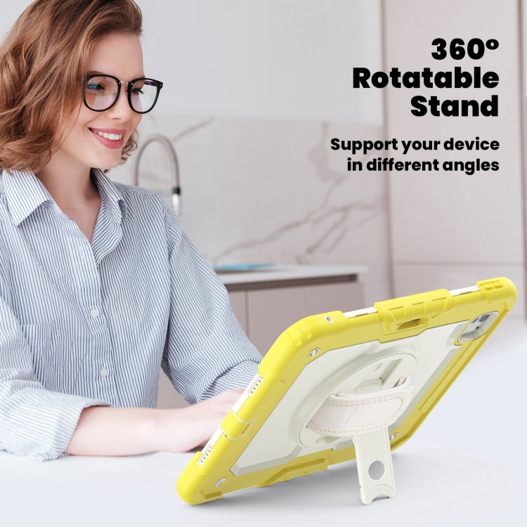 For iPad Pro 11 2024 Silicone Hybrid PC Tablet Case with Shoulder Strap(Beige + Yellow) - iPad Pro 11 2024 Cases by PMC Jewellery | Online Shopping South Africa | PMC Jewellery | Buy Now Pay Later Mobicred