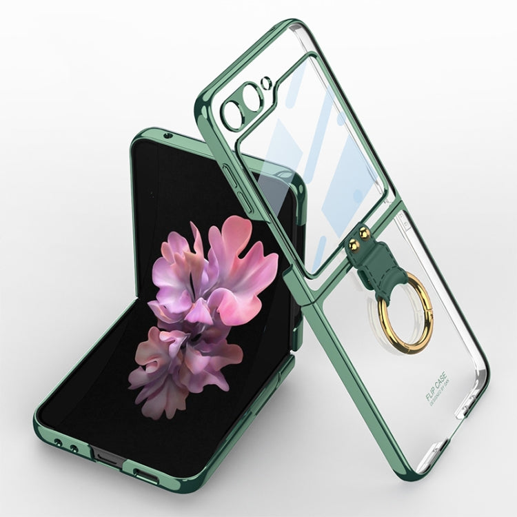 For Samsung Galaxy Z Flip6 GKK Integrated Electroplating Phone Case with Ring(Green) - Galaxy Z Flip6 5G Cases by GKK | Online Shopping South Africa | PMC Jewellery | Buy Now Pay Later Mobicred