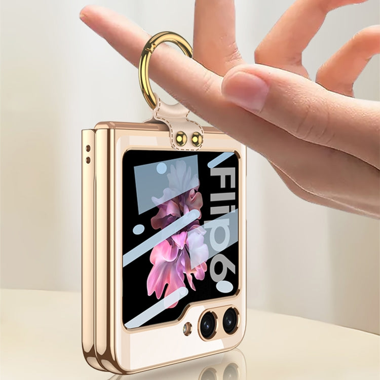 For Samsung Galaxy Z Flip6 GKK Integrated Electroplating Phone Case with Ring(Gold) - Galaxy Z Flip6 5G Cases by GKK | Online Shopping South Africa | PMC Jewellery | Buy Now Pay Later Mobicred