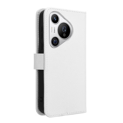 For Huawei Pura 70 Diamond Texture Leather Phone Case(White) - Huawei Cases by PMC Jewellery | Online Shopping South Africa | PMC Jewellery | Buy Now Pay Later Mobicred