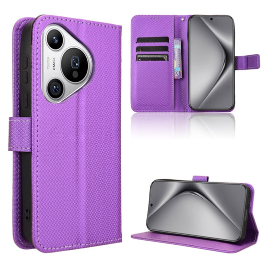 For Huawei Pura 70 Diamond Texture Leather Phone Case(Purple) - Huawei Cases by PMC Jewellery | Online Shopping South Africa | PMC Jewellery | Buy Now Pay Later Mobicred