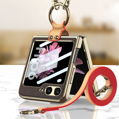 For Samsung Galaxy Z Flip6 GKK Integrated Electroplating Leather Phone Case with Ring/Strap(Pink) - Galaxy Z Flip6 5G Cases by GKK | Online Shopping South Africa | PMC Jewellery | Buy Now Pay Later Mobicred