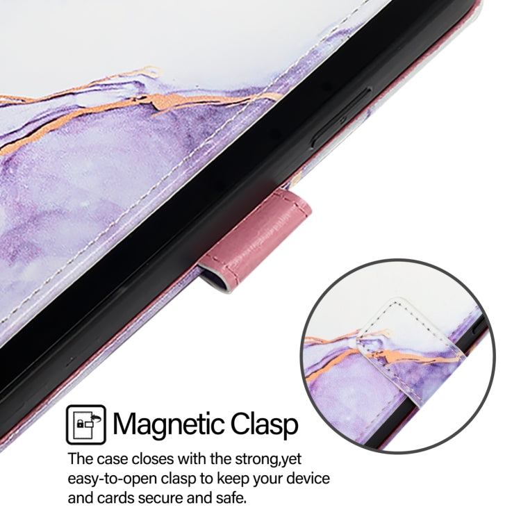 For Blackview A53 PT003 Marble Pattern Flip Leather Phone Case(White Purple) - More Brand by PMC TechLife | Online Shopping South Africa | PMC TechLife | Buy Now Pay Later Mobicred