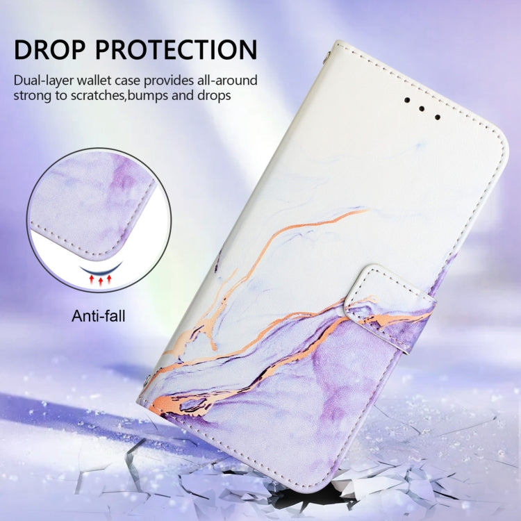 For Blackview A53 PT003 Marble Pattern Flip Leather Phone Case(White Purple) - More Brand by PMC TechLife | Online Shopping South Africa | PMC TechLife | Buy Now Pay Later Mobicred