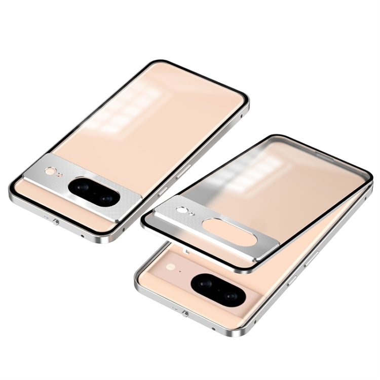 For Google Pixel 8 Snap Buckle Metal Frame Frosted Phone Case(Silver) - Google Cases by PMC TechLife | Online Shopping South Africa | PMC TechLife | Buy Now Pay Later Mobicred