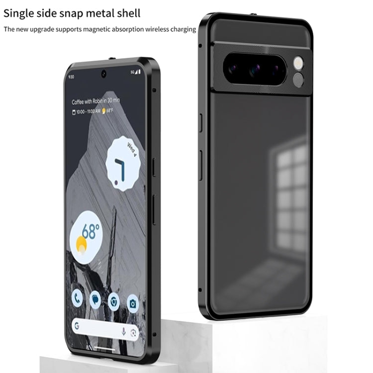 For Google Pixel 8a Snap Buckle Metal Frame Frosted Phone Case(Black) - Google Cases by PMC TechLife | Online Shopping South Africa | PMC TechLife | Buy Now Pay Later Mobicred