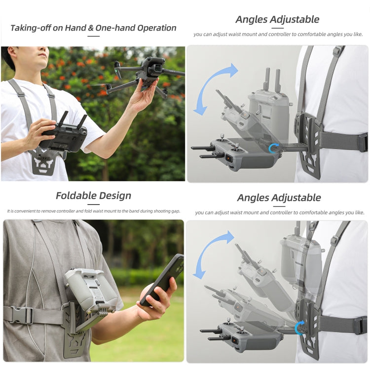 For DJI RC 2 / 1 Sunnylife Remote Control Waist Support Bracket Chest Strap(Grey) - Holder Series by Sunnylife | Online Shopping South Africa | PMC TechLife | Buy Now Pay Later Mobicred