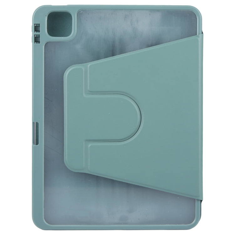 For iPad Air 11 2024 / Air 5 / Air 4 GEBEI Acrylic TPU 3-folding Rotating Smart Tablet Leather Case withh Pen Slot(Dark Green) - iPad Air 11 2024 Cases by GEBEI | Online Shopping South Africa | PMC Jewellery | Buy Now Pay Later Mobicred