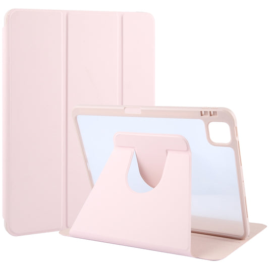 For iPad Pro 13 2024 GEBEI Acrylic TPU 3-folding Rotating Smart Tablet Leather Case withh Pen Slot(Pink) - iPad Pro 13 2024 Cases by GEBEI | Online Shopping South Africa | PMC Jewellery | Buy Now Pay Later Mobicred