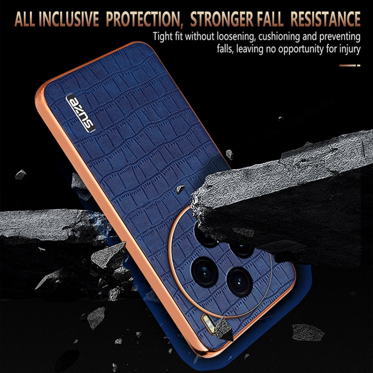 For vivo X100 5G AZNS Electroplated Frame Crocodile Texture Full Coverage Phone Case(White) - vivo Cases by AZNS | Online Shopping South Africa | PMC Jewellery | Buy Now Pay Later Mobicred