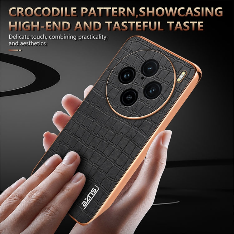 For vivo X100 Pro 5G / X100s Pro AZNS Electroplated Frame Crocodile Texture Full Coverage Phone Case(Blue) - vivo Cases by AZNS | Online Shopping South Africa | PMC Jewellery | Buy Now Pay Later Mobicred